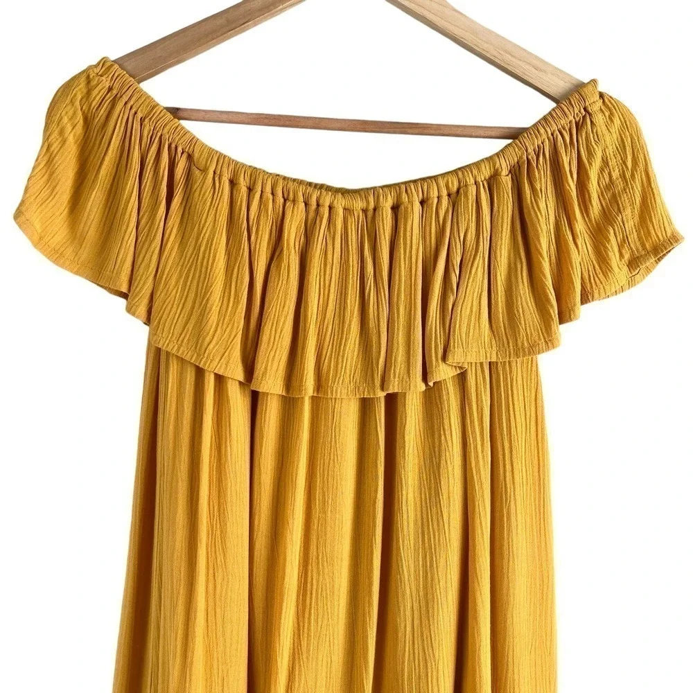 Ichi Marrakech Off-The-Shoulder Ruffle‎ Dress in Yellow, Size XS - Picture 5 of 14